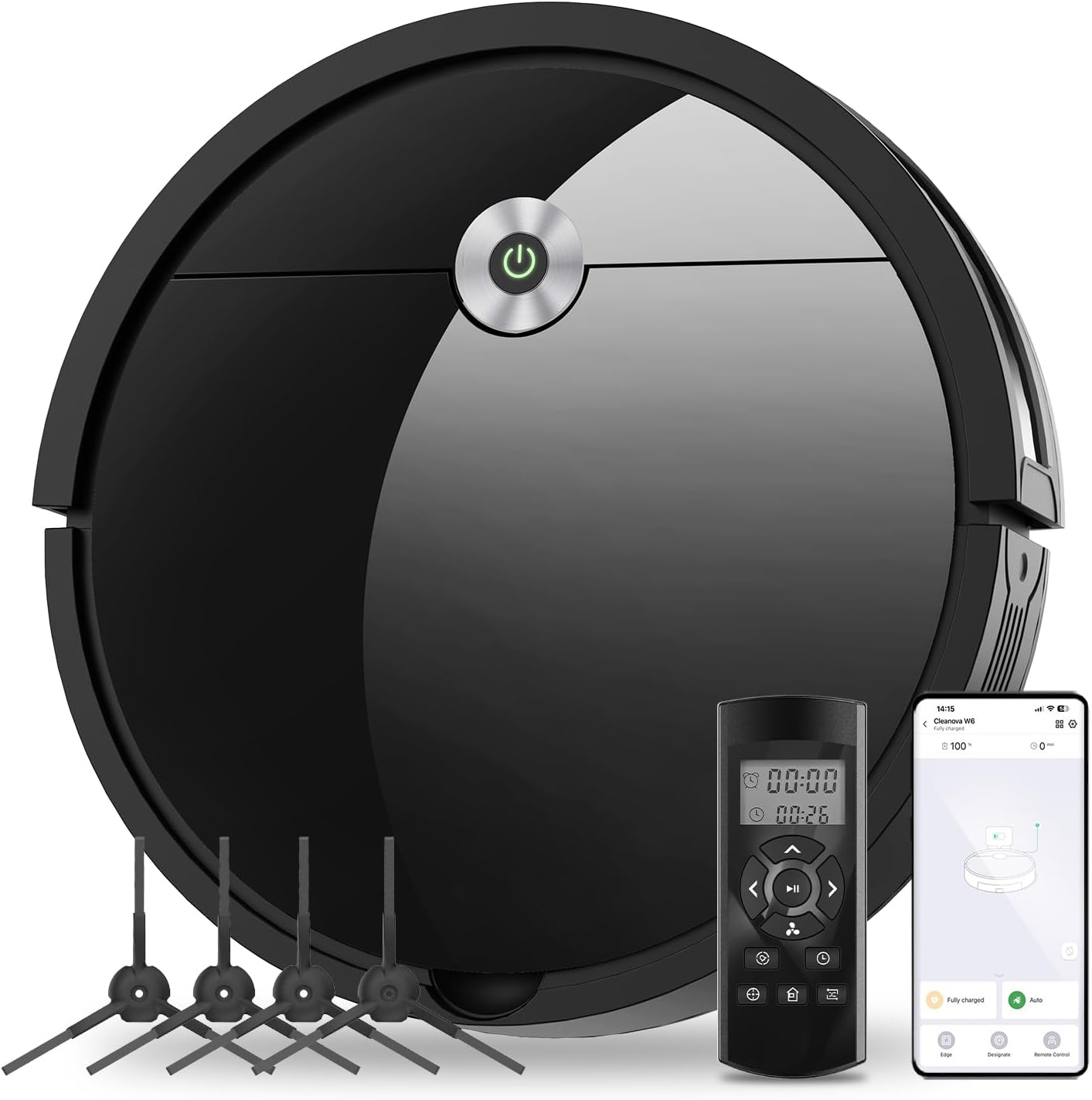 Robot Vacuum Cleaner with 2600Pa Strong Suction, Upgraded Suction Inlet Robotic Vacuum, 140 Mins Long Runtime, App/Remote/Voice Control, Automatic Self-Charging, Ideal for Floors, Pet Hair, Carpet