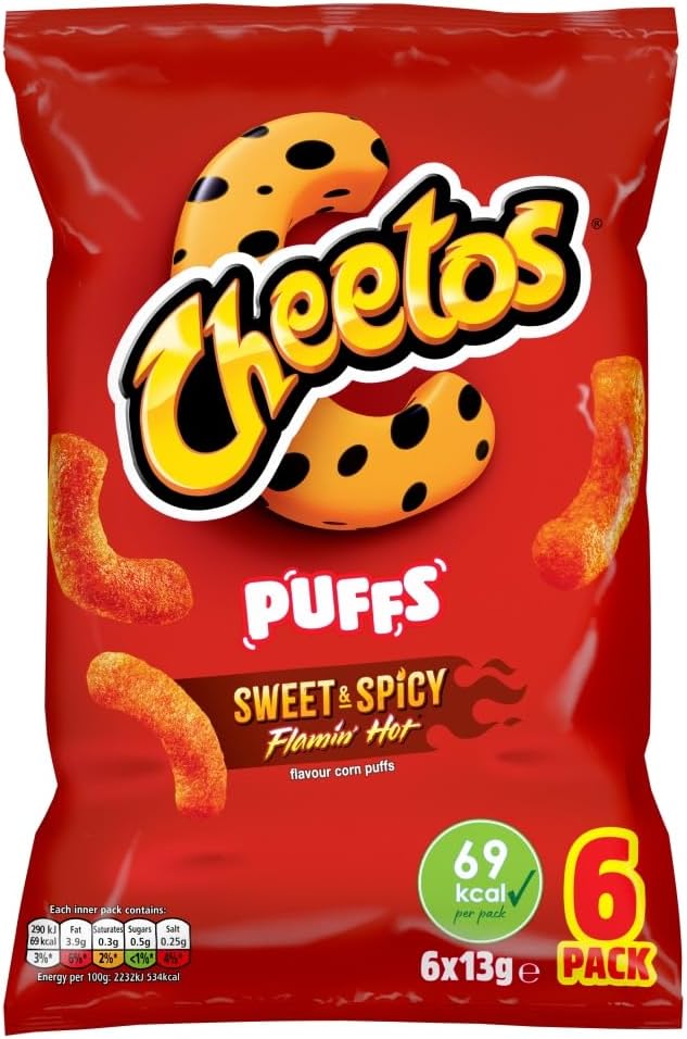 Cheetos Puffs Sweet and Spicy Flamin Hot Multipack Crisps 6x13g