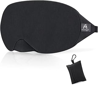 Mavogel Cotton Sleep Mask - Updated Design Light Blocking Sleep Eye Mask, Soft and Comfortable Night Sleeping Mask for Men Women, Eye Blinder for Travel/Sleeping, Includes Travel Pouch, Black