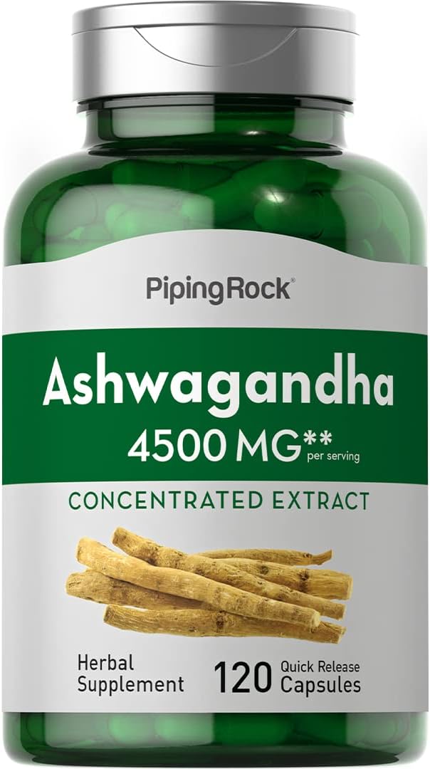 Piping Rock Ashwagandha Root Extract Supplement | 4500mg | 120 Capsules | with Black Pepper | Non-GMO, Gluten Free