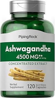 Piping Rock Ashwagandha Root Extract Supplement | 4500mg | 120 Capsules | with Black Pepper | Non-GMO, Gluten Free