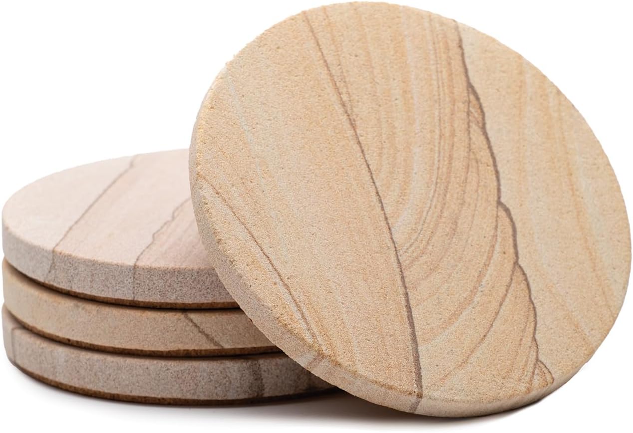 Thirstystone Brand - Desert Sand Coaster, Multicolor All Natural Sandstone - Durable Stone with Varying Patterns, Every Coaster Is An Original 4 inch round