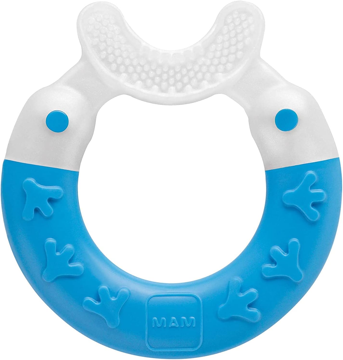 MAM Bite & Brush | Baby Teething Toy | Suitable for 3+ Months | Soothes Painful Gums | Easy-to-Hold Ring Handle | BPA- and BPS-Free | Blue