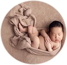 Zeroest Newborn Photography Wrap Newborn Photoshoot Props Boys Girls Newborn Posing Backgroud Stretch Knit Blanket for Baby Photo Prop (Tan, Small)