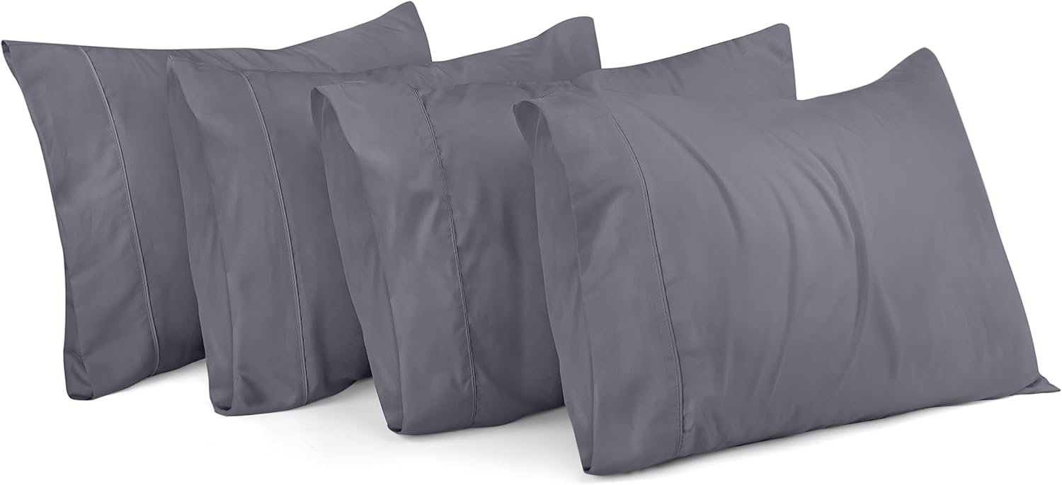 Utopia Bedding Queen Pillow Cases - Pack of 4 - Envelope Closure - Soft Brushed Microfiber Fabric - Shrinkage and Fade Resistant Pillow Covers Queen Size 20 X 30 Inches (Grey)