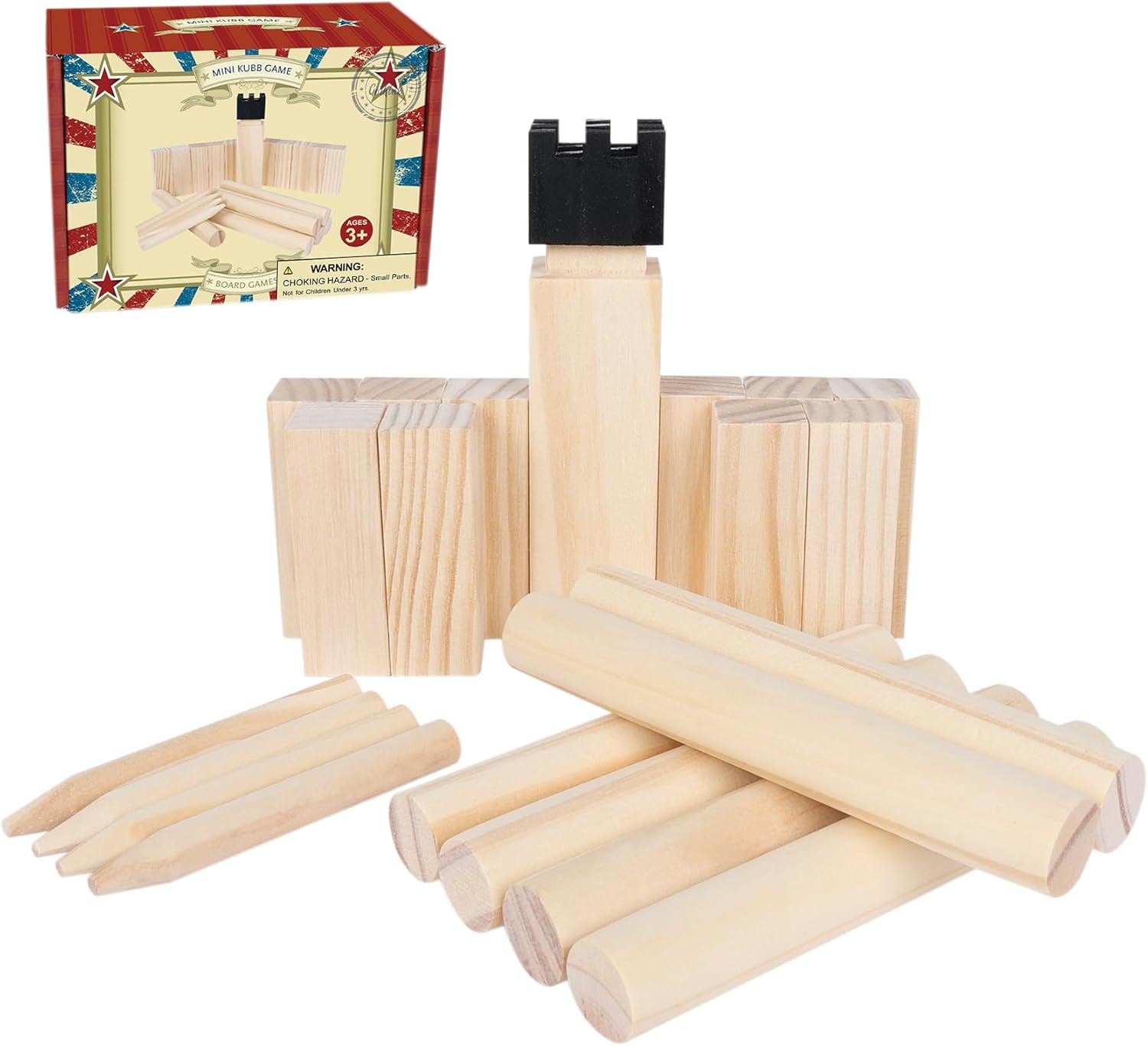 Kubb Outdoor Games Set | Wooden Throwing Game - 12 Numbered Block Toss Games Set with Carrying Storage Case | Lawn Yard Game for Kids Adults Family