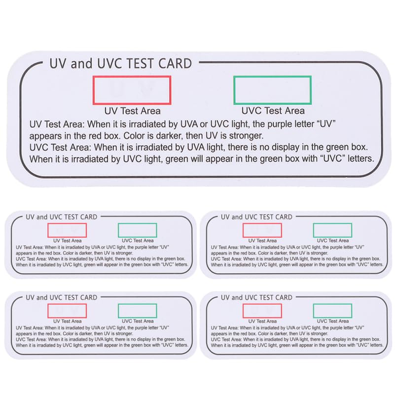 Mobestech UV Test Cards 5pcs UV Test Uvc-uva Test Tools Light Effects Tester Indicator Cards Box Paper Indicator UV Test Device UV Detection Cards Testing Strips
