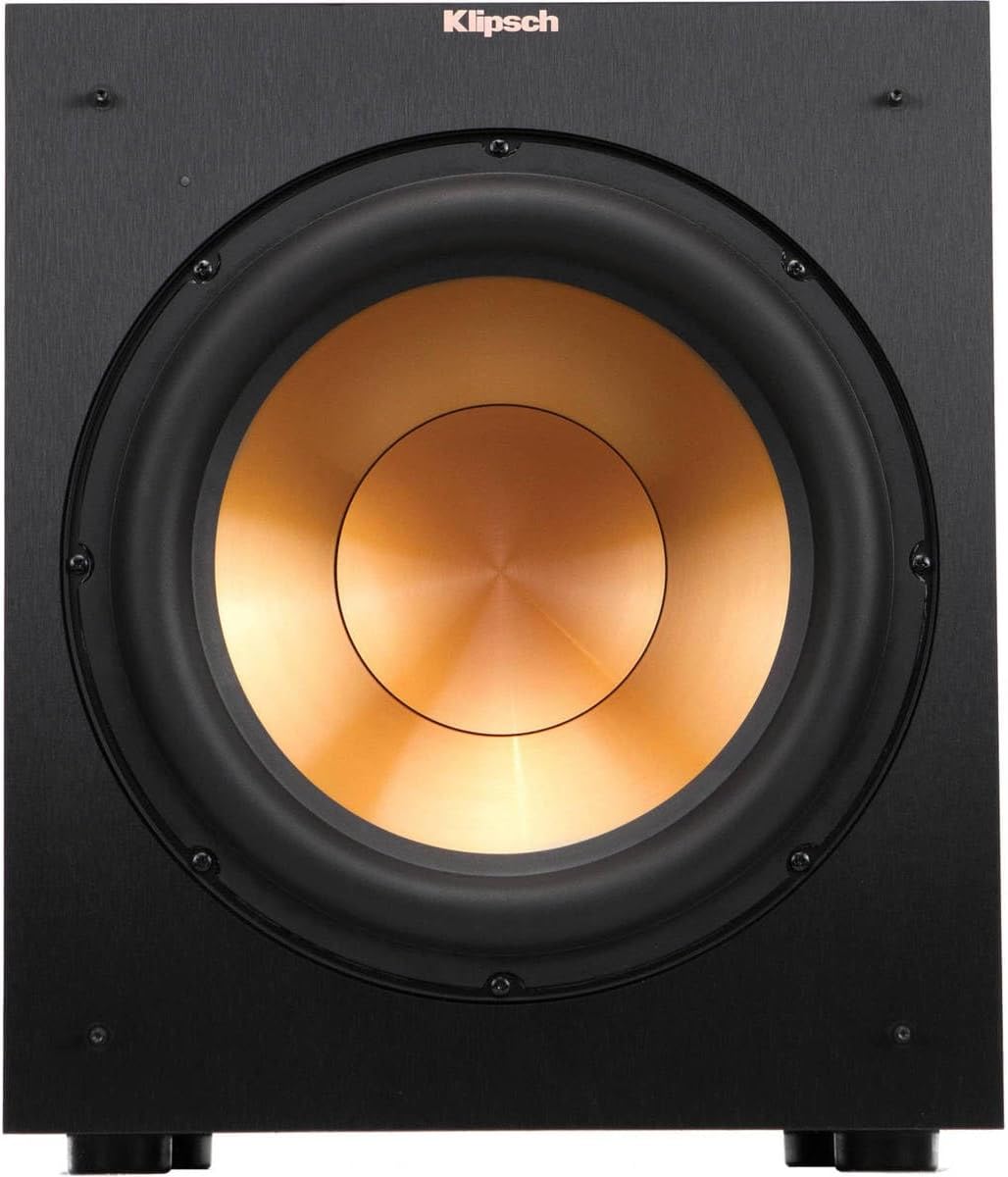 Klipsch Reference R-12SW 12" 400W All-Digital Powered Subwoofer, Brushed Black Polymer Veneer with R-25C Center Speaker