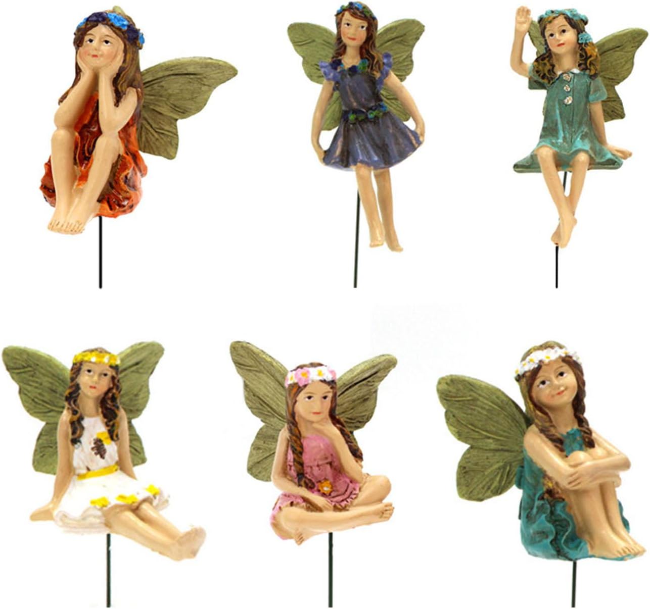 Fairy Garden Fairies Figurines Set Of 6 Flower Fairies Miniature Fairy Figurines Enchanted Ornaments For Fairy Garden Fairy Garden Decorations, Miniature Flower Fairy Girls Garden Ornament