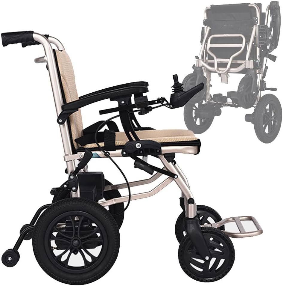 liliiy Electric Wheelchairs, Dual Control Folding Lightweight Wheel Chair, Self Propelled Wheelchair with Removable Battery, 17.72 Inch Wide Seat Transit Travel Chair