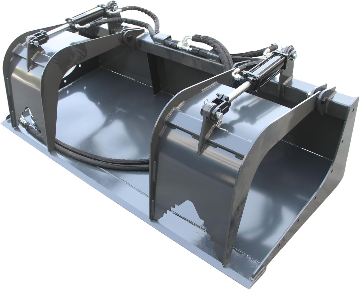 72" Root Grapple Bucket Rake Skid Steer Bucket for Loader Quick Tach Hydraulic Adjustable, Double Hydraulic cylinders