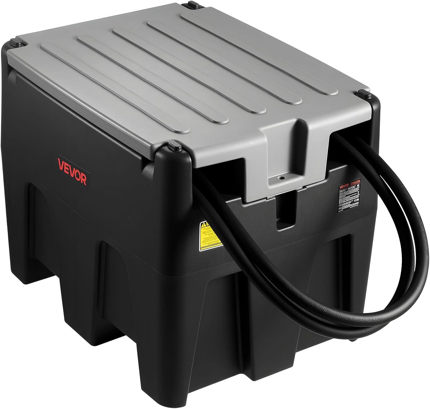 VEVOR Portable Diesel Tank, 58 Gallon Capacity & 10 GPM Flow Rate, Portable Fuel Tank with 12V Electric Transfer Pump and 13.1ft Rubber Hose, PE Diesel Transfer Tank for Easy Fuel Transportation Black