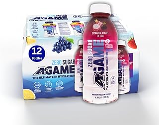 A-GAME Zero Sugar Sports Drink, Dragon Fruit Plum Zero Sugar, The Ultimate Sugar Free Hydration Sports Beverage, 8 Essential Vitamins including B, C, & E plus Sea Salt Electrolytes, All Natural Flavors, Gluten Free & Keto Friendly, 16.9 Fl Oz (Pack of 12)