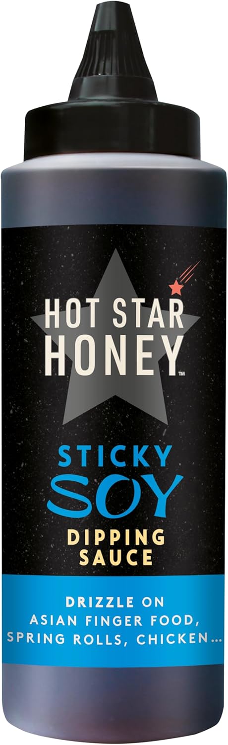 Hot Star Honey Sticky Soy Dipping Sauce - SWEET HONEY DIPPING SAUCE WITH GARLIC AND SOY - DRIZZLE ON ASIAN FINGER FOOD SPRING ROLLS, CHICKEN - 325g