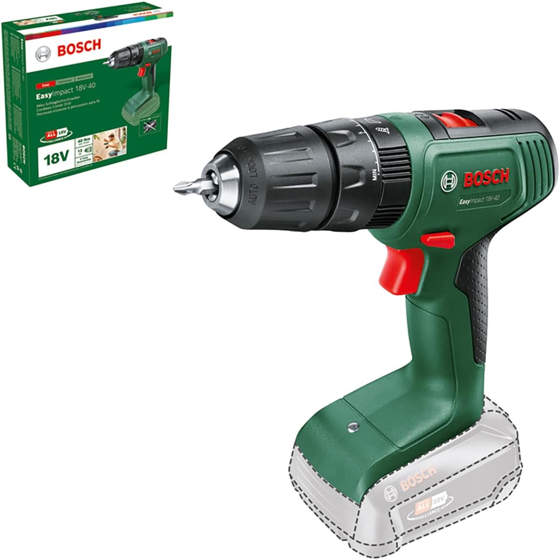 Bosch Cordless Combi Drill EasyImpact 18V-40 (1 battery, 18 Volt System, in carrying case)