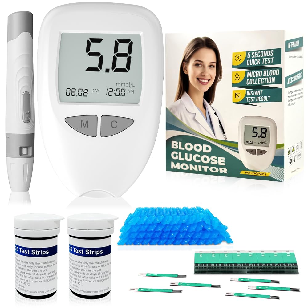 Blood Glucose Monitor Kit, Blood sugar monitor,High Accuracy Blood Sugar Test Kit with 50 Glucometer Strips, 50 30G Lancets, 1 Lancing Devices, DS-W Diabetes Testing Kit, No Coding Required, Travel Size.