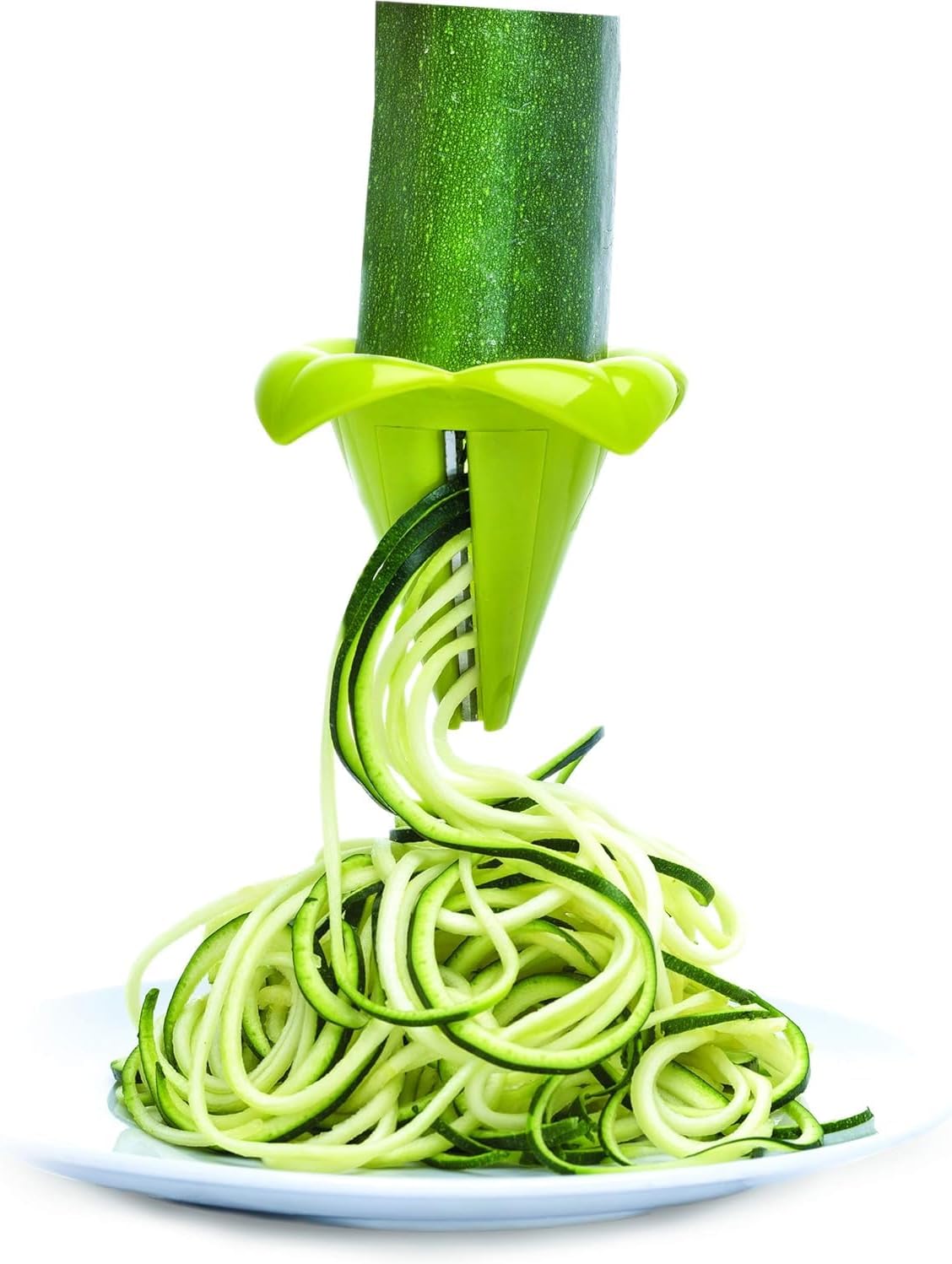 Joie Veggie Spiralizer – Compact Vegetable Spiralizer for Zoodles & Curly Fries, BPA-Free & Stainless Steel Blades, Green