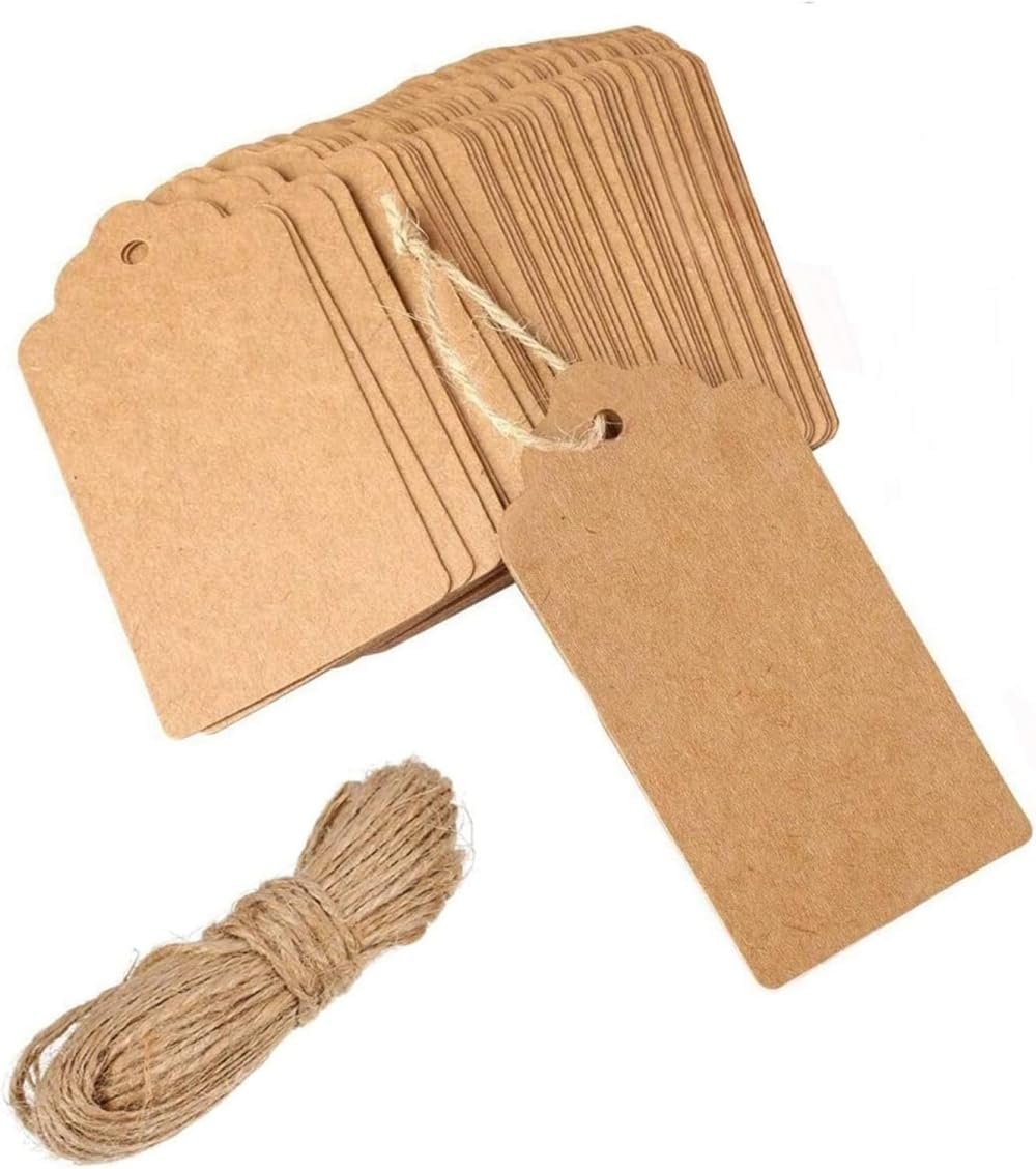 Large Gift Tags 50PCS Brown Gift Tags 9 x 4.5CM Kraft Paper Tags Paper Tags with Free Natural Jute