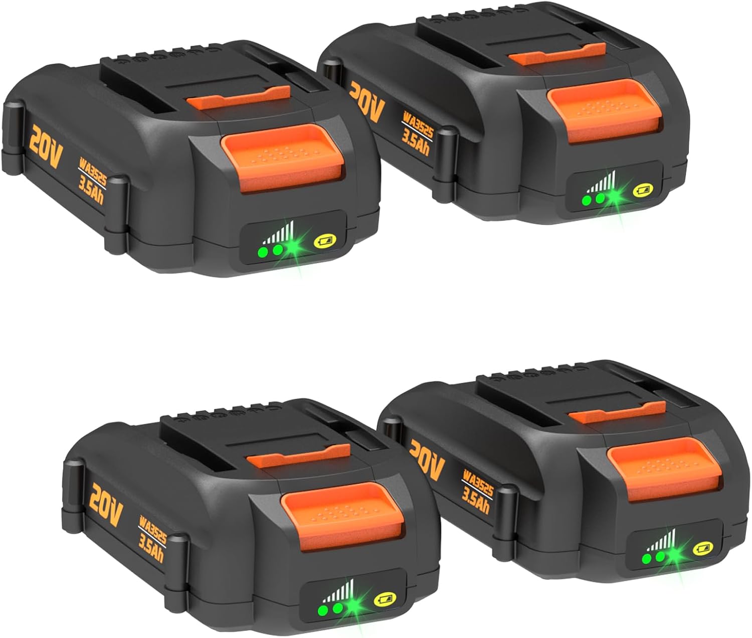 4Pack WA3578 20v Battery Replacement for Worx Battery 20v, Compatible with 20V Worx Battery WA3578 WA3575 WA3520 WA3525