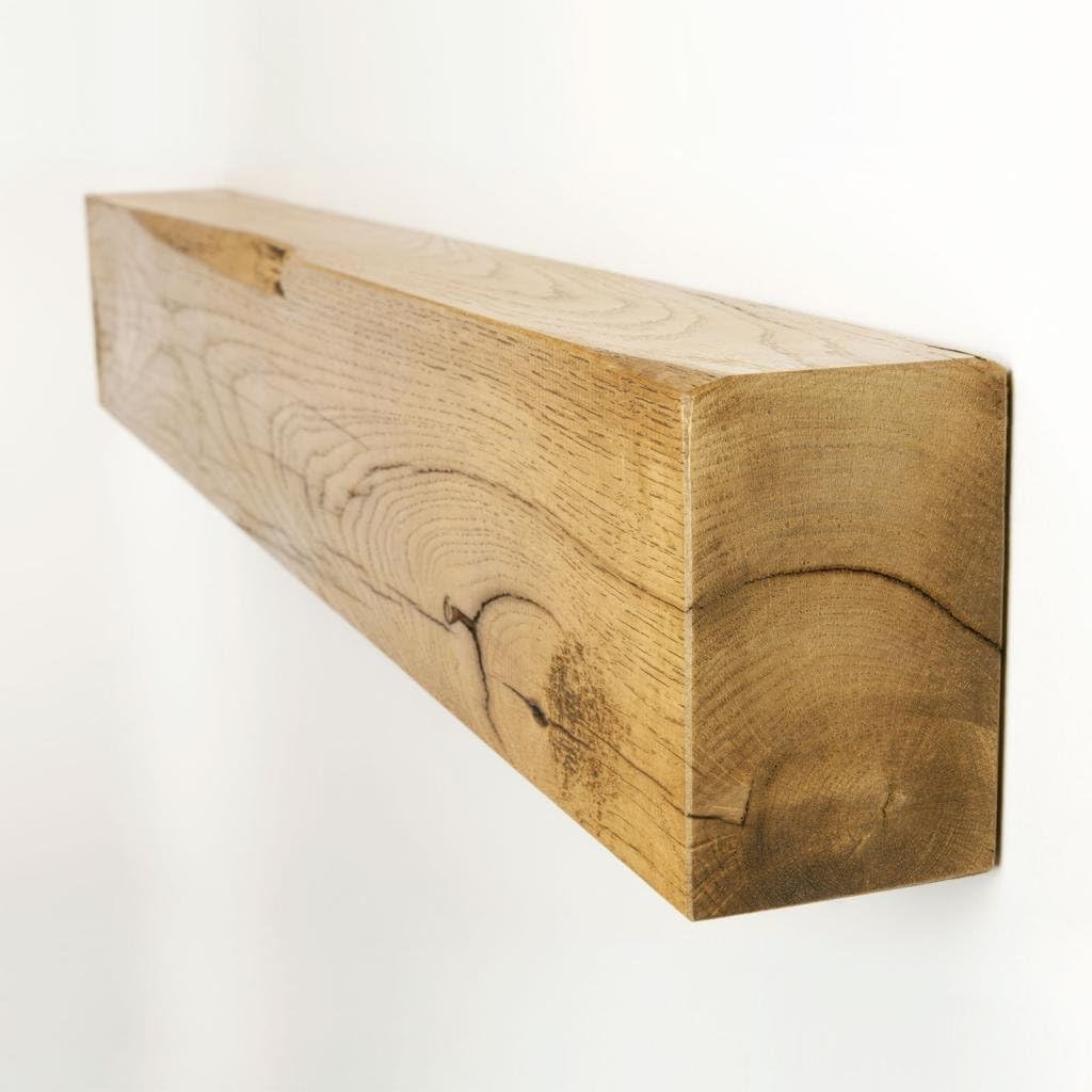 Funky Chunky Furniture Solid Oak Mantel Beam Fireplace Shelf - 9 x 14cm | Length: 120cm, Finish: English Oak