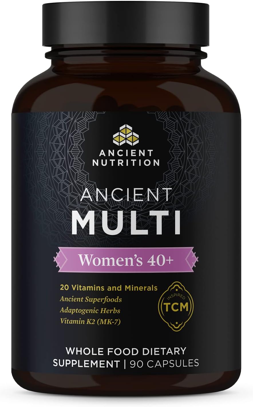 Ancient Nutrition Multivitamin for Women 40, Multi Vitamin and Immune Support with Vitamin D & C, 20 Vitamins and Minerals, Stress and Sleep Support, Supports Bone and Blood Health, 90 Capsules