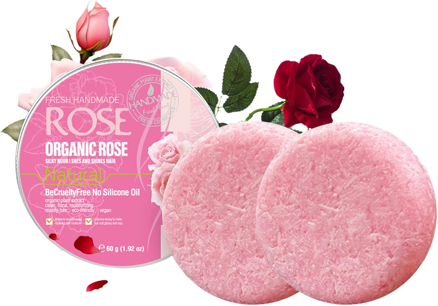 Hair Regrowth Shampoo Bar,2PCS Rose Shampoo Soap, Anti Hair Loss, Anti Dandruff & Anti Itching,Organic Shampoos Soap for Promotes Hair Growth (One Size, Rose)