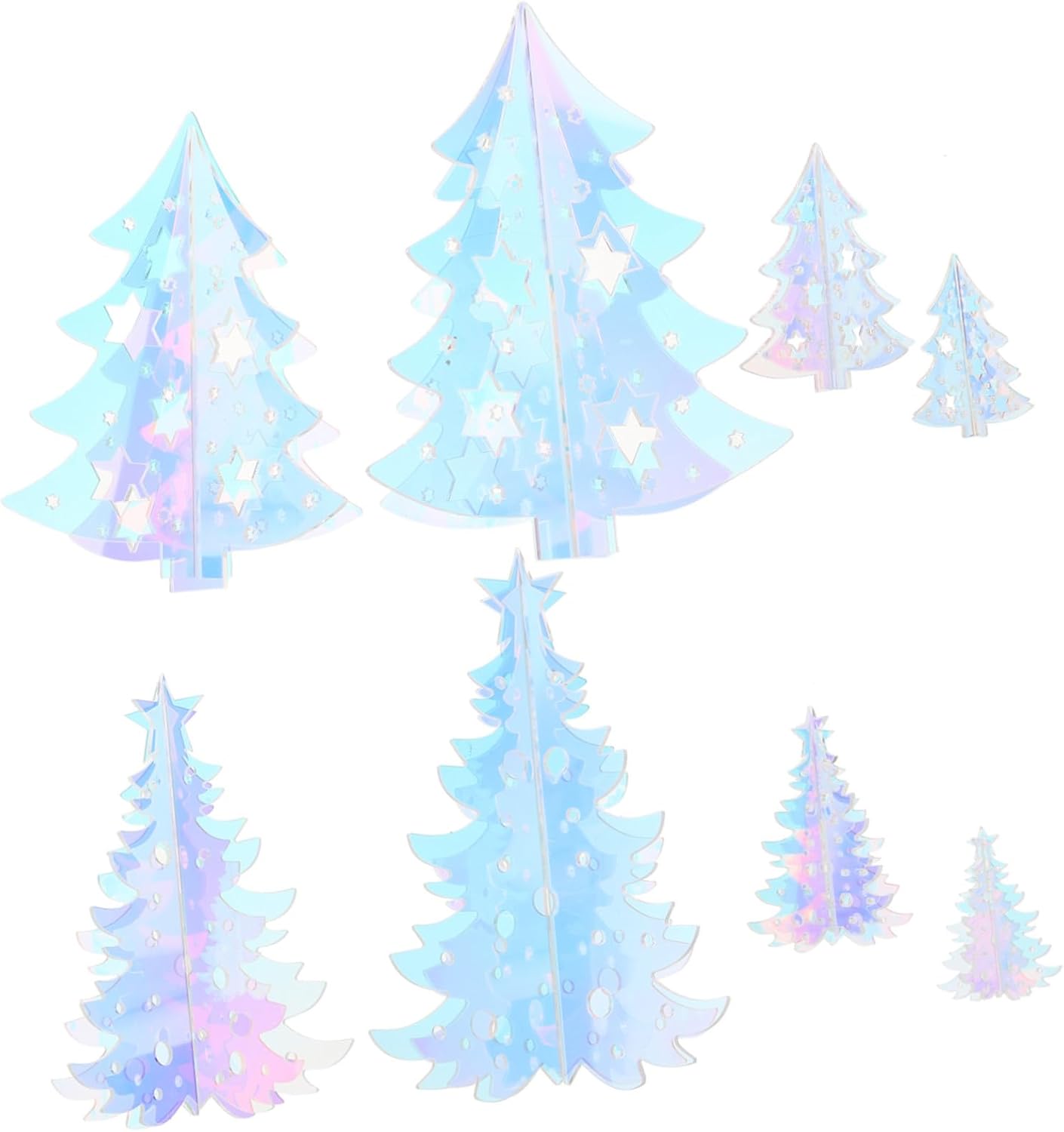 Alipis 8pcs Iridescent Small Acrylic Holiday Tabletop Trees with Mirror Finish Lightweight Seasonal Fireplace Decor for Shelves Windows and Mantels Easy-clean Christmas Centerpieces