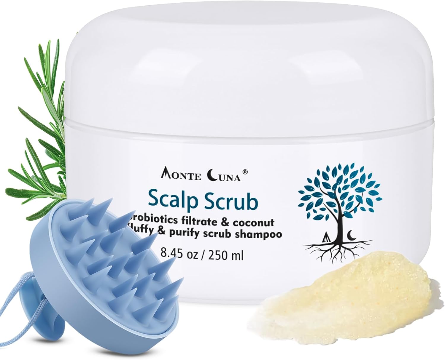 Scalp Scrub with Scalp Scrubber, Dry itchy Scalp & Dandruff Treatment, Scalp Exfoliator, Deep Cleans, Gentle Formula,Clarifying Shampoo With Scrubber. 8.45 oz