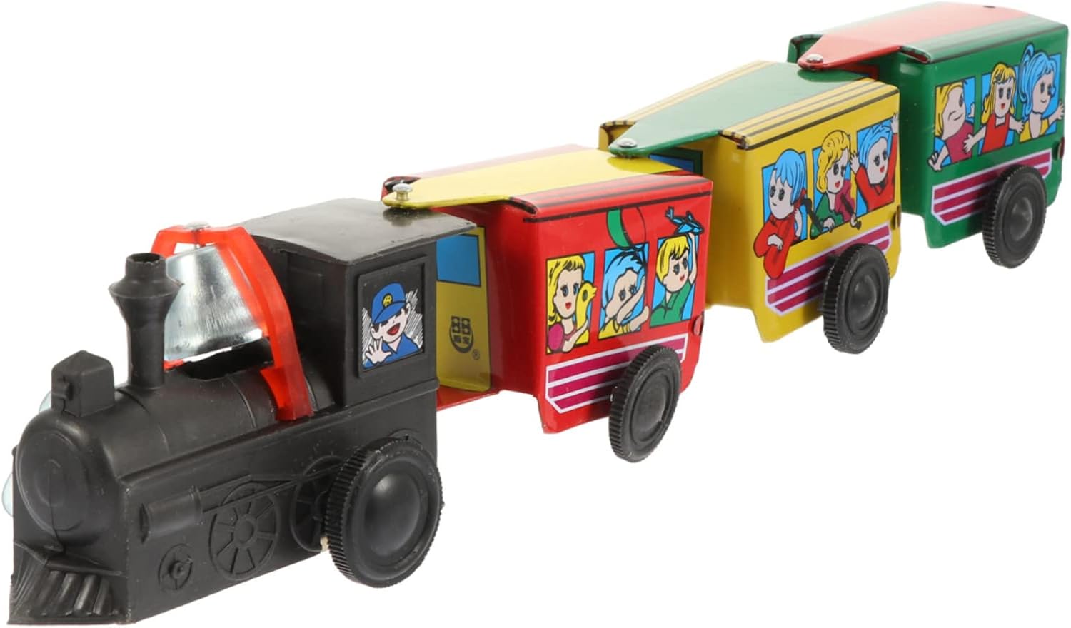 Wind-up Train Toy for Boy Girl Vintage Clockwork Train Carriages Easy to Use Fun Desktop Decor Great for Playtime and Memories