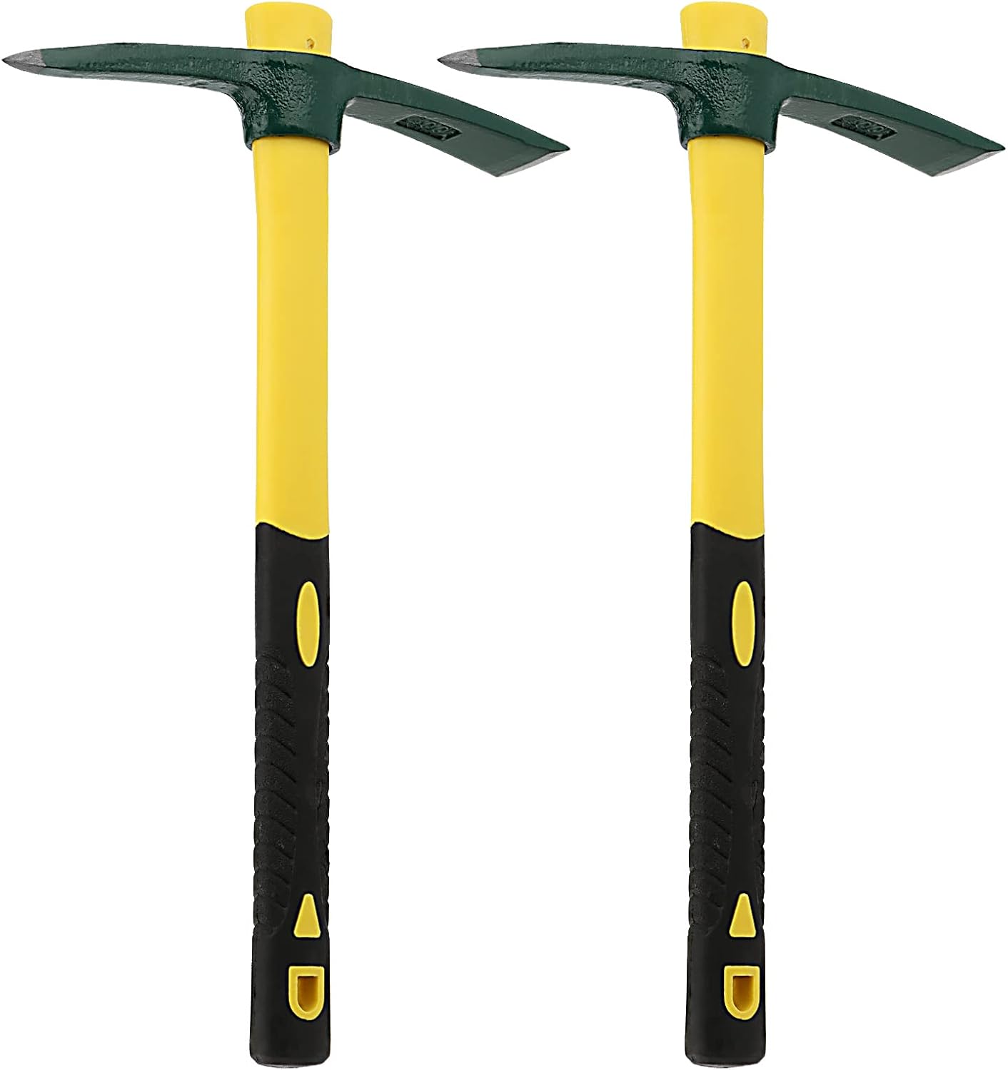 KEILEOHO 2 PCS 15 Inches Pick Mattock Hoe, Forged Weeding Garden Pick Axe with Fiberglass Handle, Weeding Mattock Hoe for Gardening, Loosening Soil, Camping