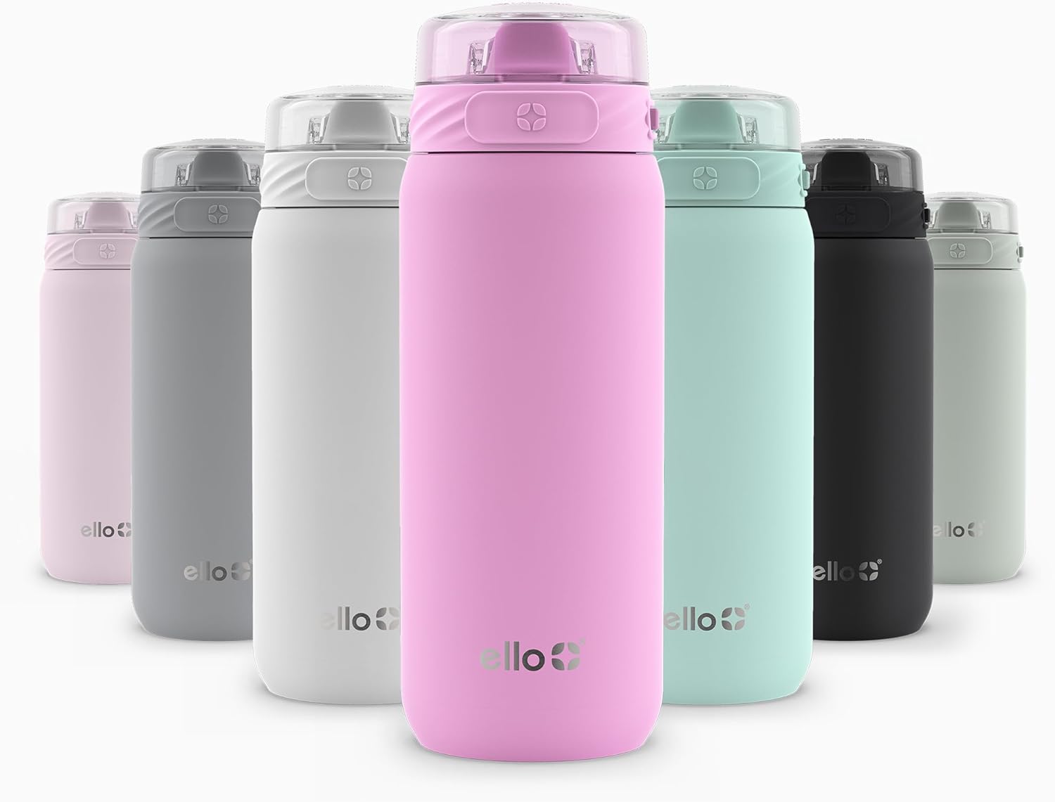 Ello Cooper 18oz Kids Stainless Steel Water Bottle with Straw and Carry Handle, Double Walled and Vacuum Insulated Metal, Leak Proof Locking Lid with Soft Silicone Spout, Reusable, BPA Free, Bubblegum