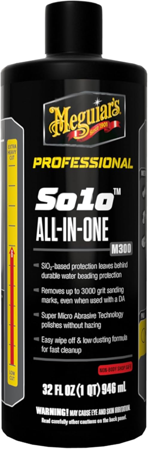 Meguiar's Professional So1o All-in-One M300 - SiO2-Based Formula Removes Paint Defects and Delivers Durable, Water-Beading Protection, Get Compounding, Polishing, and Protecting in One Step - 32oz
