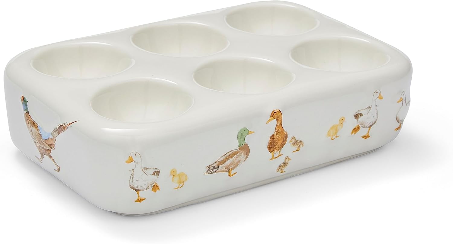 Cooksmart British Designed Ceramic Egg Holder | Egg Holder Storage Tray For All Egg Sizes | Egg Storage For All Types Of Kitchens - Buttercup Farm