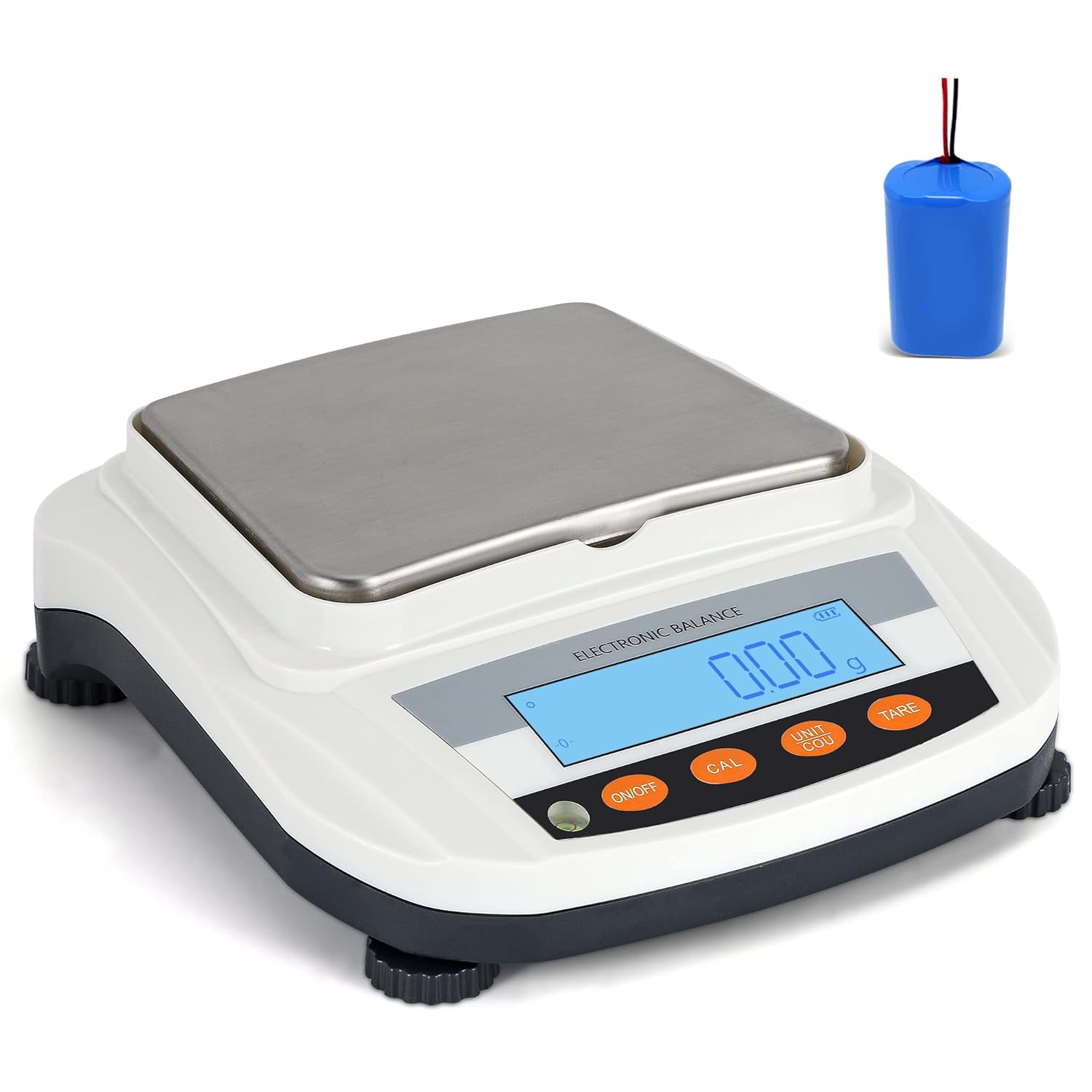 Bonvoisin Lab Scale Rechargeable Electronic Balance with Lithium Battery - 17 Units Available - LCD Display with Blue Backlit (2000g, 0.01g)