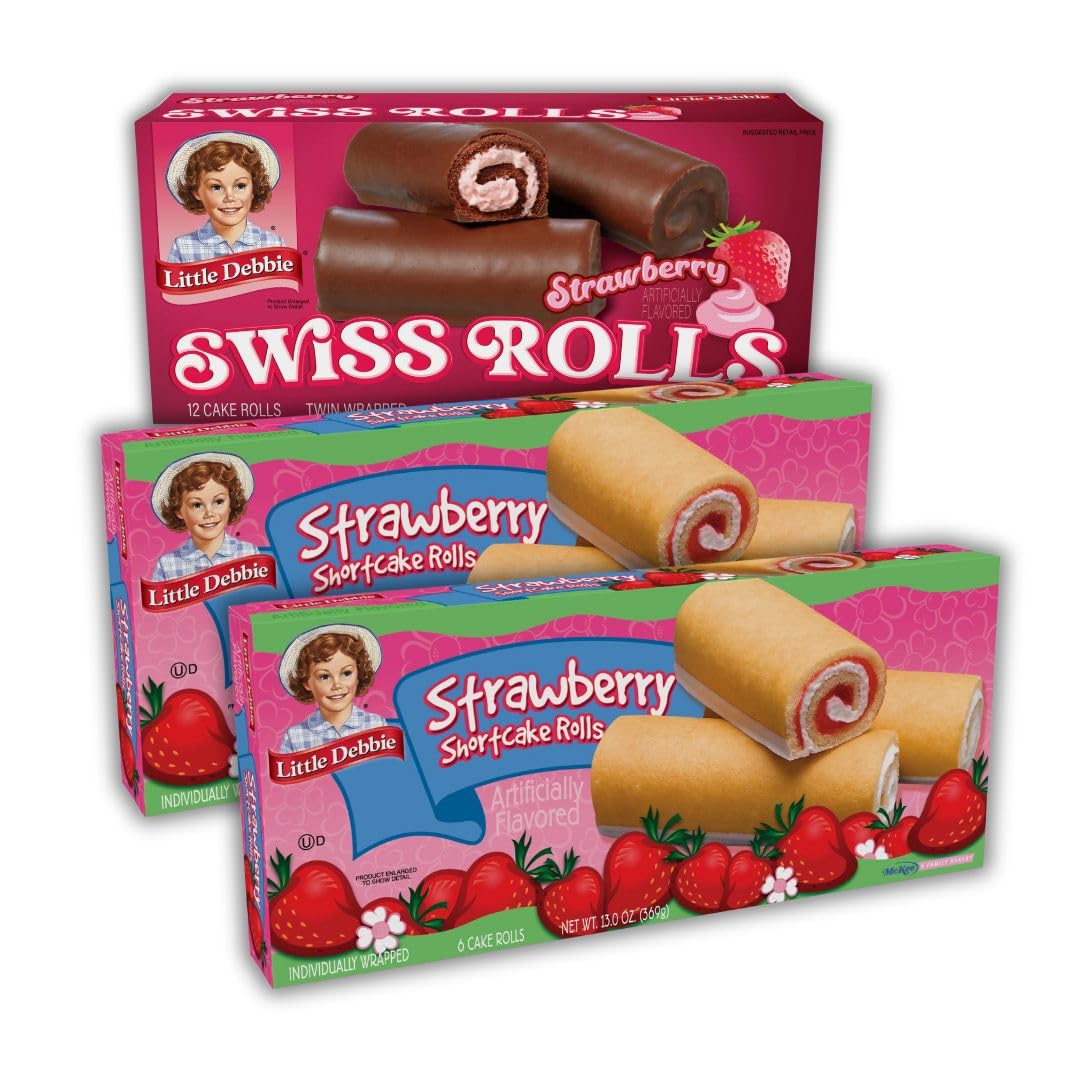 Strawberry Swiss Rolls and Shortcake Rolls Variety Pack Strawberry Bundle 3 Pack