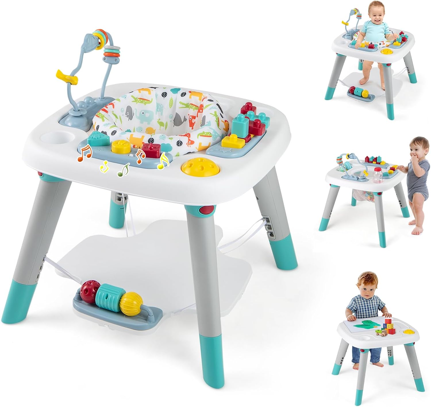 BABY JOY 6-in-1 Baby Activity Center, Baby Jumper & Interactive Play Table with 360° Rotating Seat, Detachable Toys & Music, Montessori-Inspired Design, Activity Center for Infant Toddlers 6-36 Months