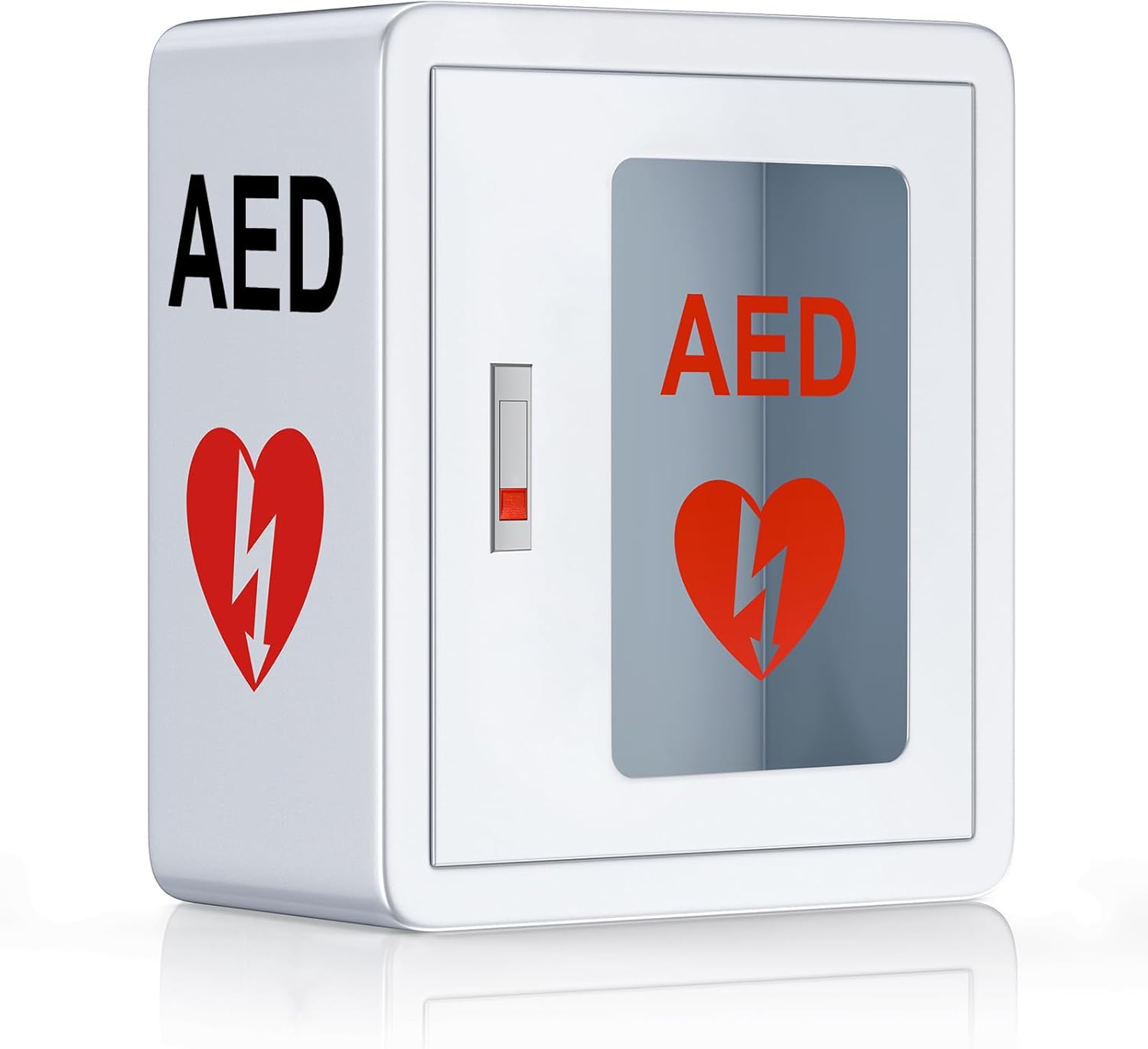 AED Cabinet, ZIPOWEY First Aid AED Defibrillator Wall Mounted Storage Cabinet, Metal Steel Plate Snap Lock, fits All Brands Cardiac Science for Public Places, 14 x 7.8 x 15.7 Inch
