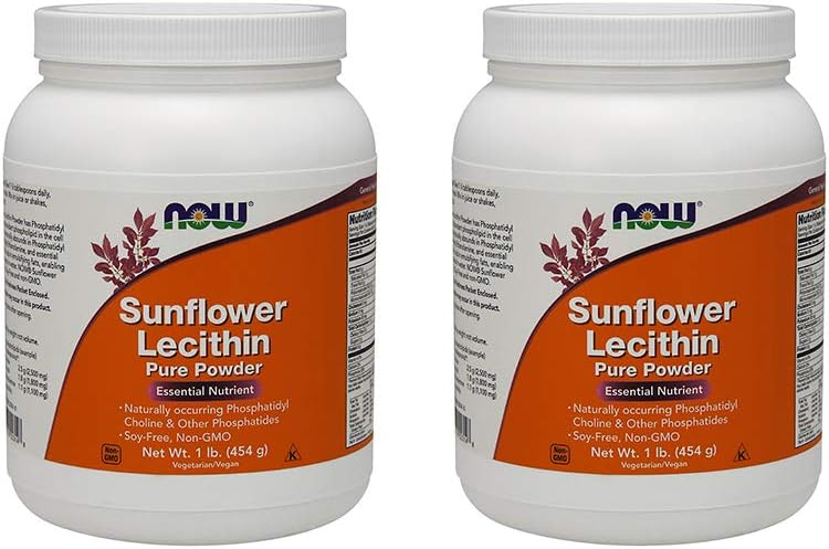 NOW Foods 2 Pack Sunflower Lecithin, Pure Powder, 1 lb (454 g)