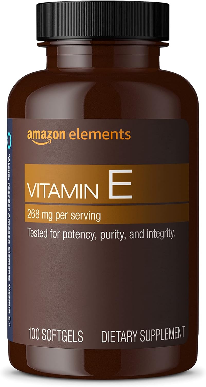 Amazon Elements Vitamin E, 400 IU, 100 Softgels, 100 days of supply (Packaging may vary)