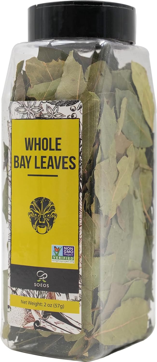 Soeos Bay Leaves Whole, 2 oz(57g), Non-GMO Verified, Dried Bay Leaf, Freshly Packed to Keep Fresh, Bay Laurel Herbs for Cooking,Bay Laurel Leaf, Dried Bay Leaves, Fresh Bay Leaves, Green