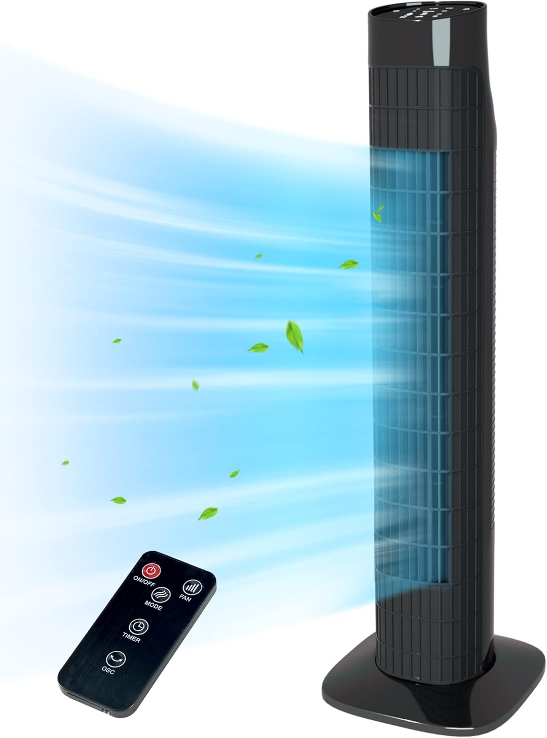 Tower Fan for Bedroom, 80 Oscillating With Remote, 7.5H Timer, 3 Speeds, Standing Bladeless Cooling Fan for Room Office 32 Inch