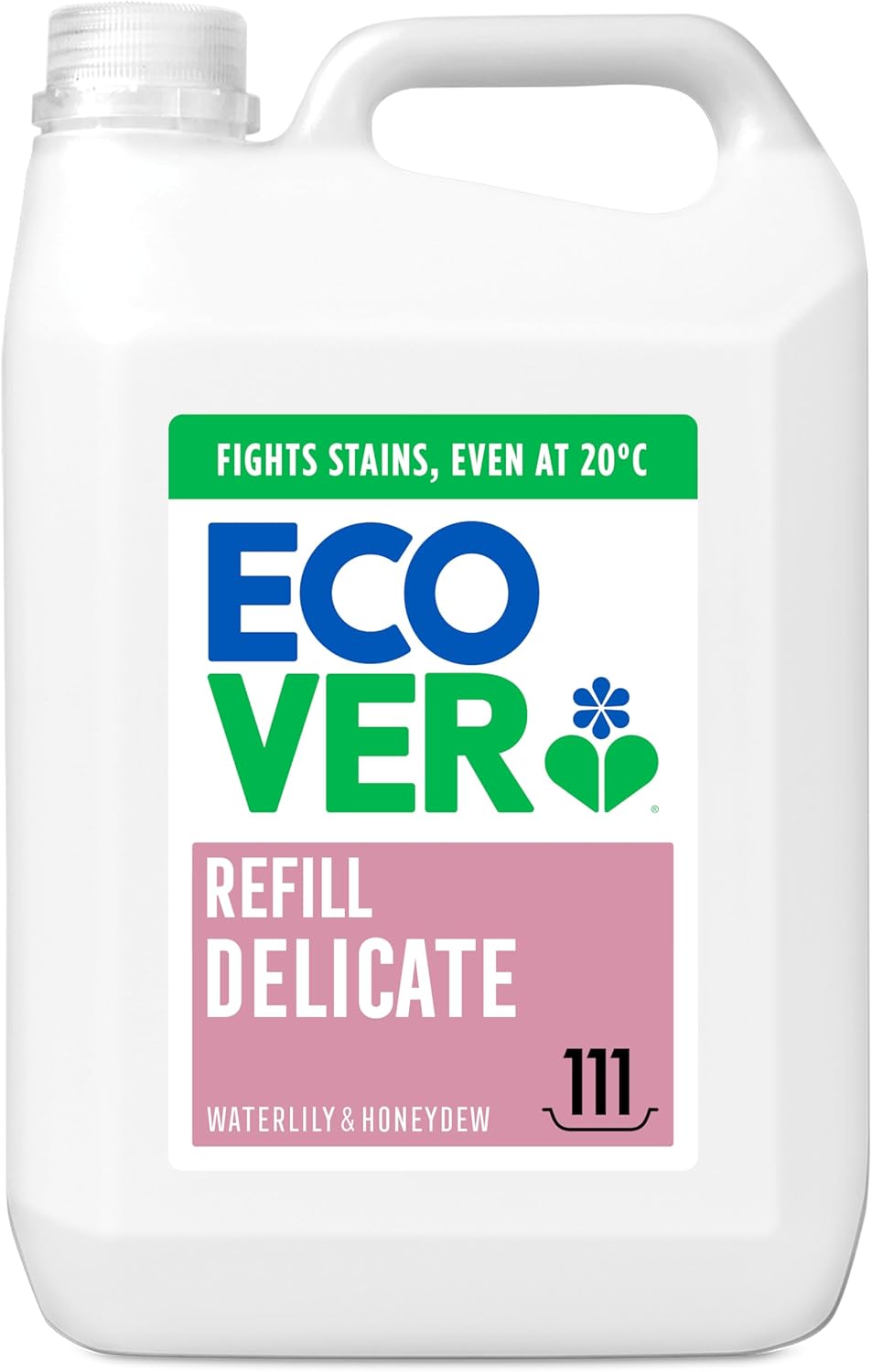 Ecover Delicate Laundry Detergent Refill, Laundry Washing Liquid, Fresh Waterlily & Honeydew Scent 1 x 111 Washes, 1 x 5L