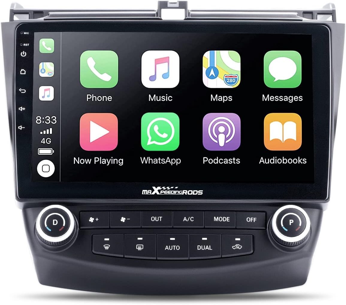 maXpeedingrods Car Stereo Radio for Honda Accord 7th 2003-2007, Wireless Apple Carplay Android Auto, 10.1 Inch IPS Touch Screen Head Unit, GPS Navigation, Bluetooth, WiFi, USB