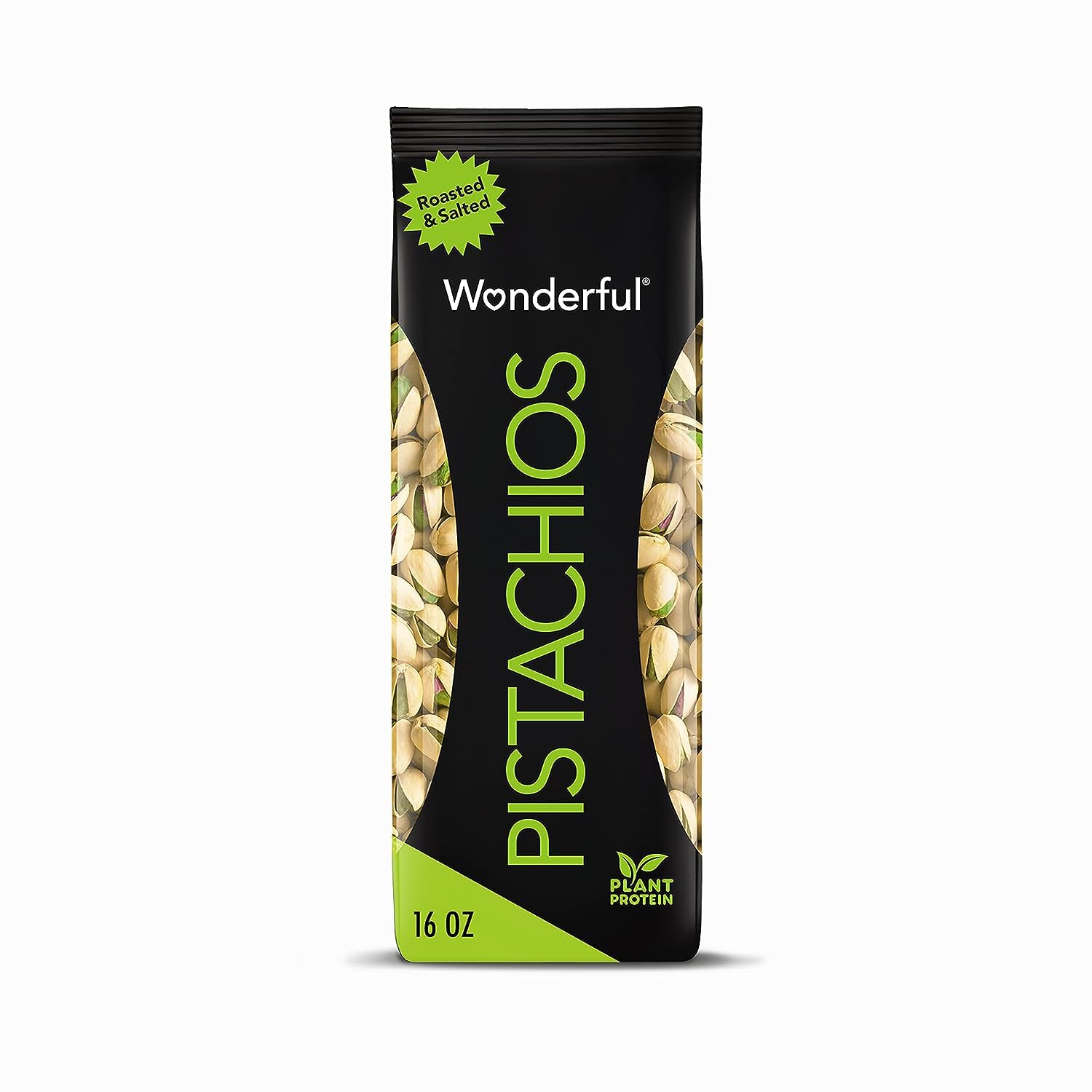 Wonderful Pistachios In Shell, Roasted & Salted Nuts, 16 Ounce Bag, Protein Snacks, Gluten Free, Healthy Lunch Snacks, Pantry Staples