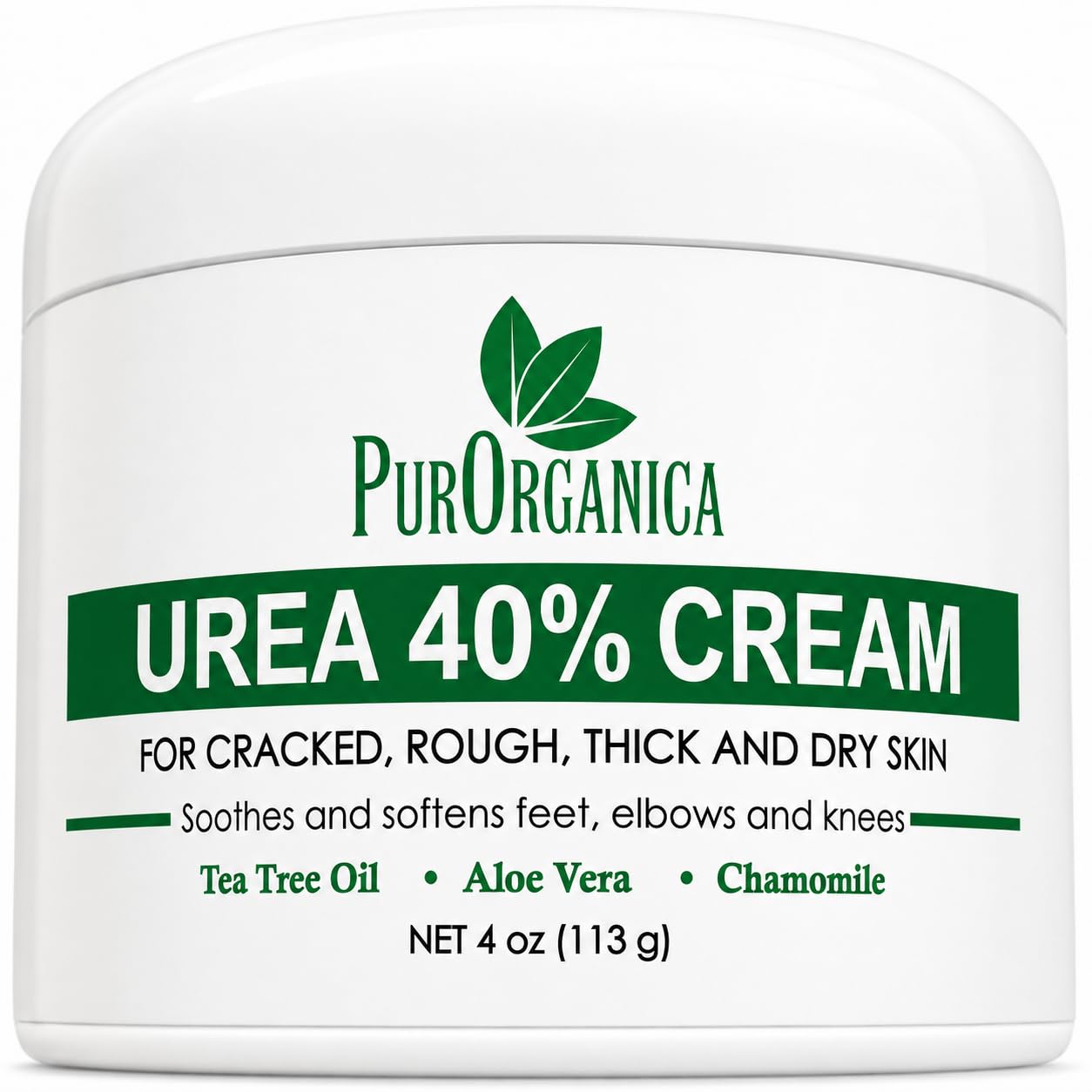 PurOrganica Urea Cream 40% for Feet, Dry Cracked Heels and Calluses, 4 oz