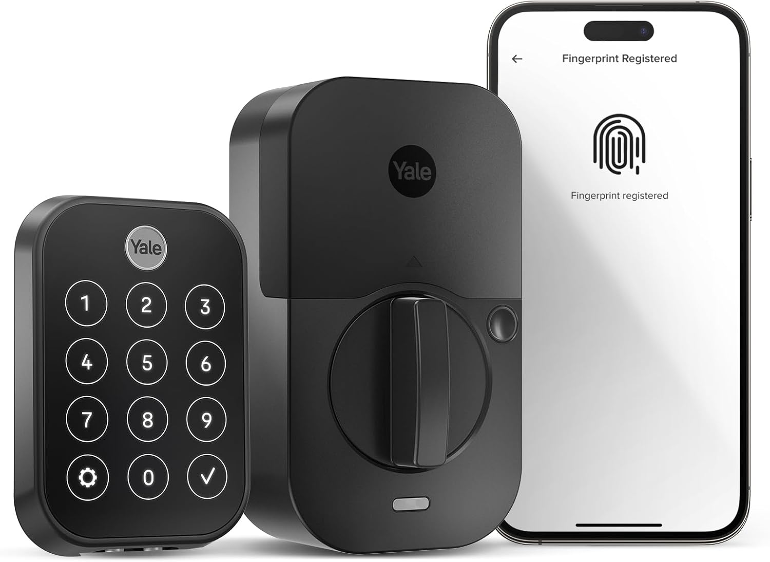 Yale Assure Lock 2 Touch Deadbolt, Black Suede Key-Free Smart Entry Door Lock with Wi-Fi Connected Touchscreen Keypad and Fingerprint Scanner for Code Entry and Remote Access, YRD450-F-WF1-BSP