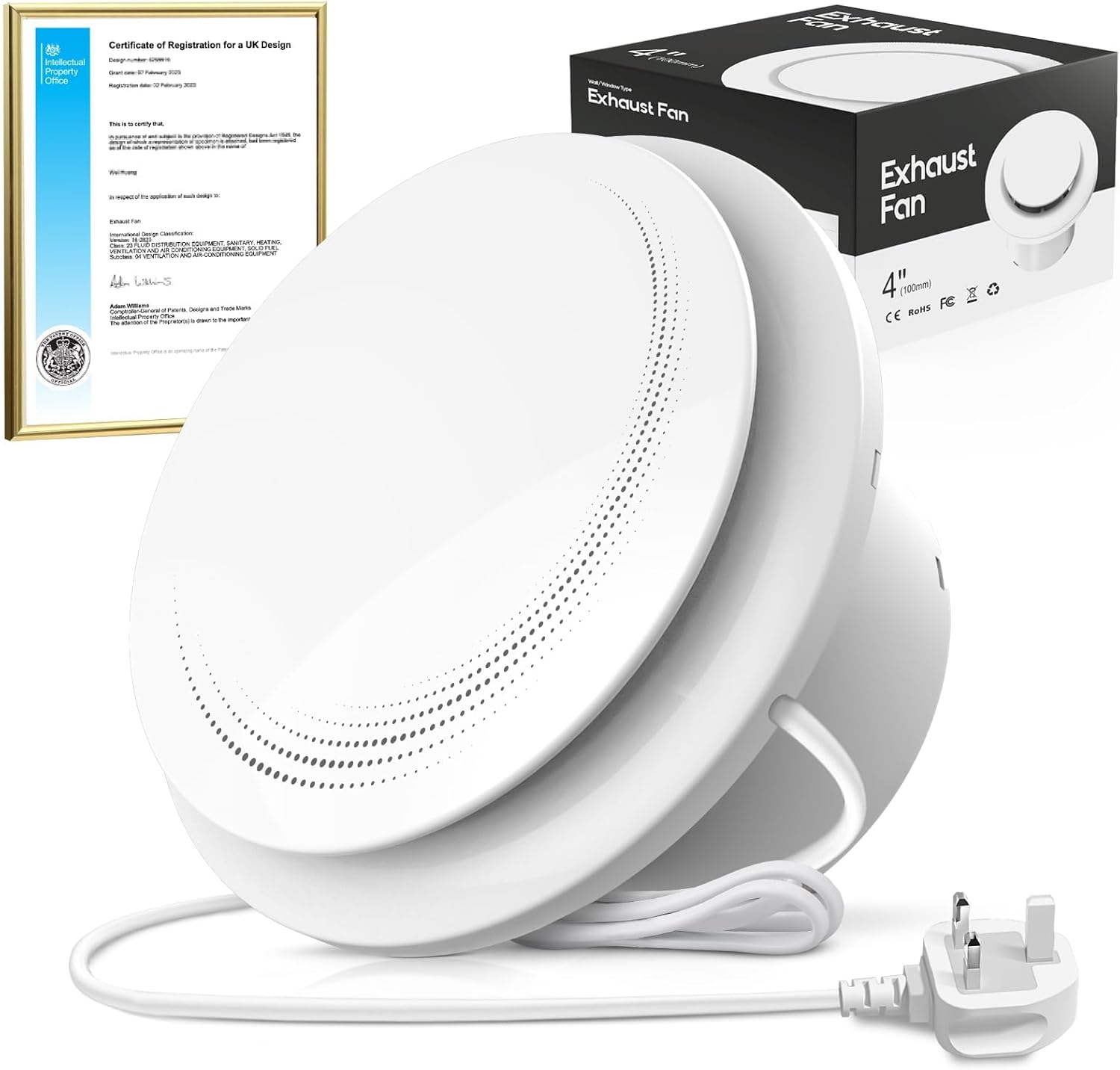 SLUELI 100mm Bathroom Extractor Fan, Upgraded Powerful Bathroom Ventilation Fan, Low Noise Exhaust Fan Easy Installation on Windows Ceilings Walls in Bathrooms Kitchens Garages