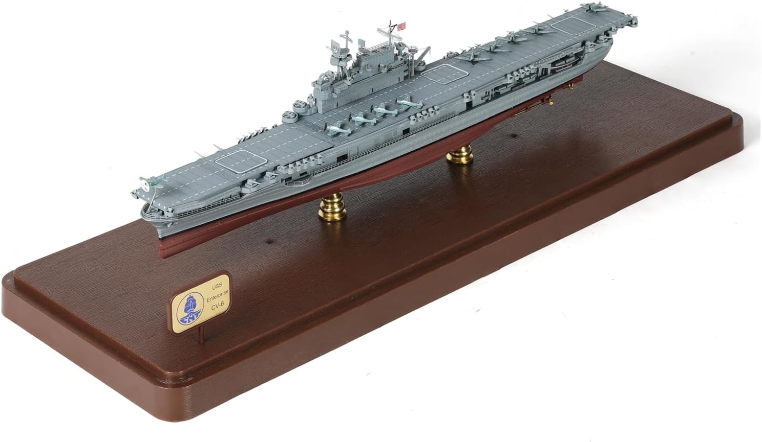 NUOTIE 1/700 USS Enterprise CV-6 Aircraft Carrier Metal Diecast Boat Model WWII U.S. Pacific War Main Force Aircraft Carrier Diecast Model with Display Stand and Dust Box Collection Gift for Adult