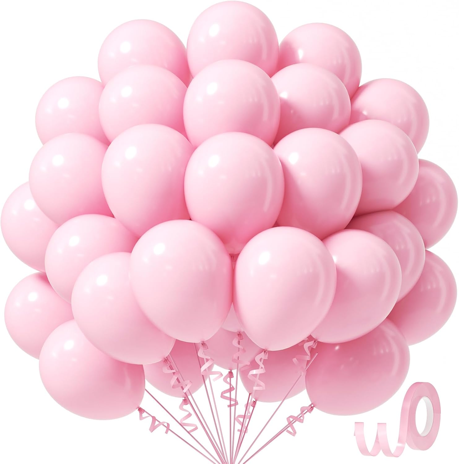 Light Pink Balloons 12 inch, Pastel Pink Latex Balloon 50pcs Party Balloons for Graduation Bridal Baby Shower Gender Reveal Birthday Party Decorations