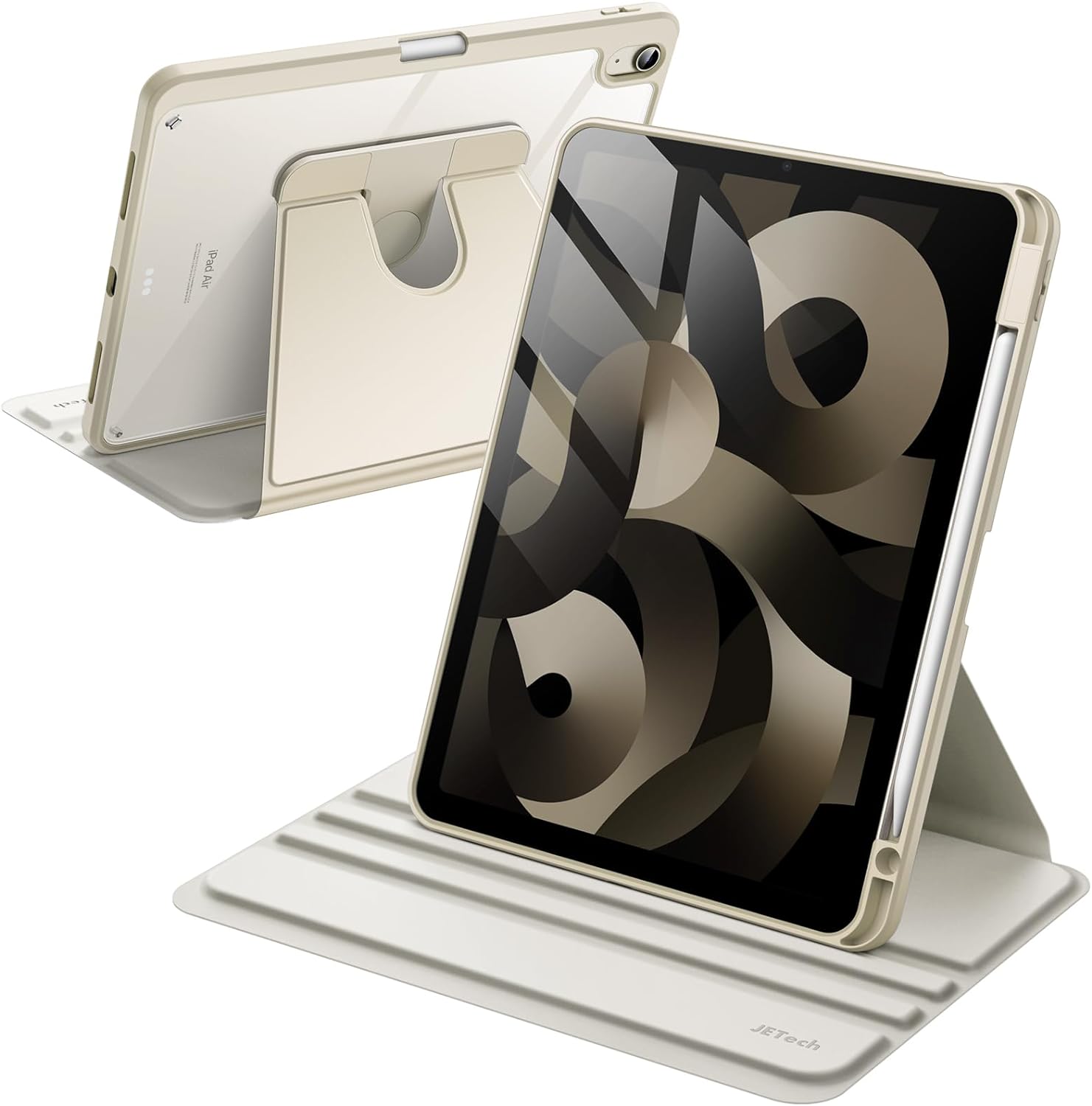 JETech Rotating Case ONLY for iPad Air 11-Inch M4/M3/M2 (2026/2025/2024), iPad Air 5/4 (2022/2020 5th/4th Generation 10.9-Inch), 360 Degree Rotation Protective Stand Cover Clear Back (Starlight)